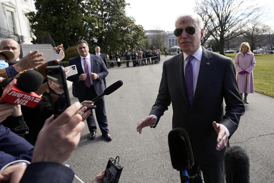 President Joe Biden talks to the media - Washington