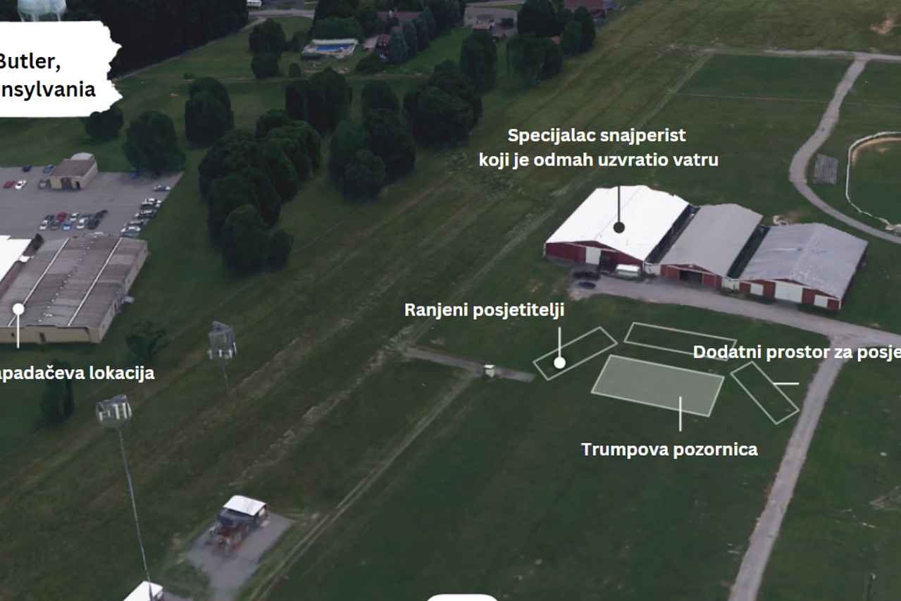 Mapa lokacija pokušaja ubojstva Donalda Trumpa