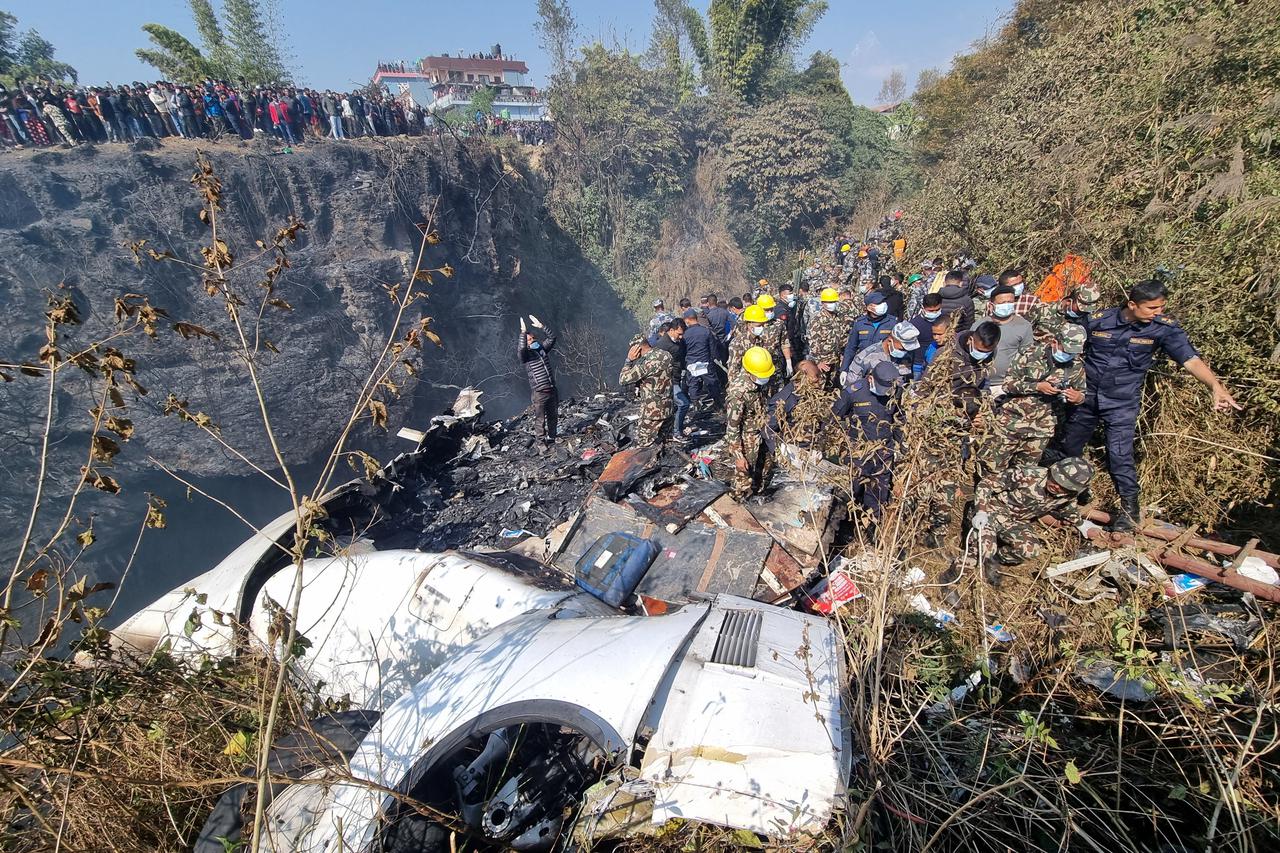 An aircraft carrying 72 people crashed in Pokhara