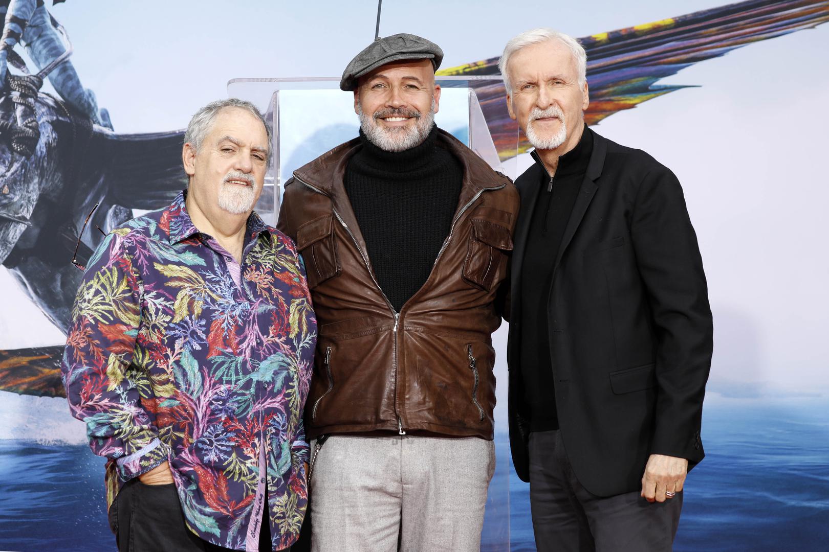 Photo by: John Rasimus/starmaxinc.com
STAR MAX
©2023
ALL RIGHTS RESERVED
Telephone/Fax: (212) 995-1196
1/12/23
Jon Landau, Billy Zayne and James Cameron attend the handprints and footprints ceremony honoring "Avatar: The Way Of The Water" filmmakers James Cameron and Jon Landau at TCL Chinese Theatre in Hollywood, California on January 12, 2023. Photo via Newscom Photo: John Rasimus/starmaxinc.com/NEWSCOM