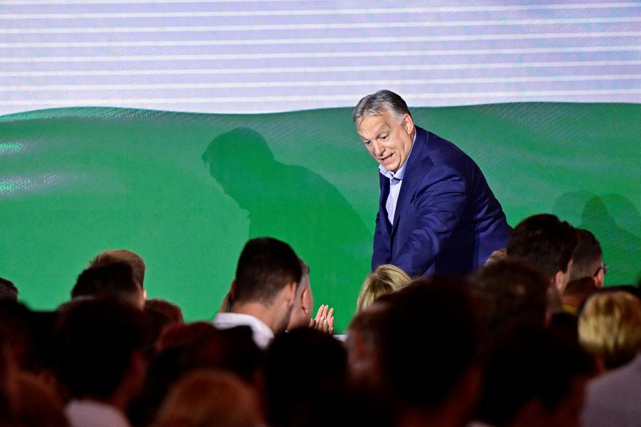 FILE PHOTO: Hungarian PM Viktor Orban during European elections