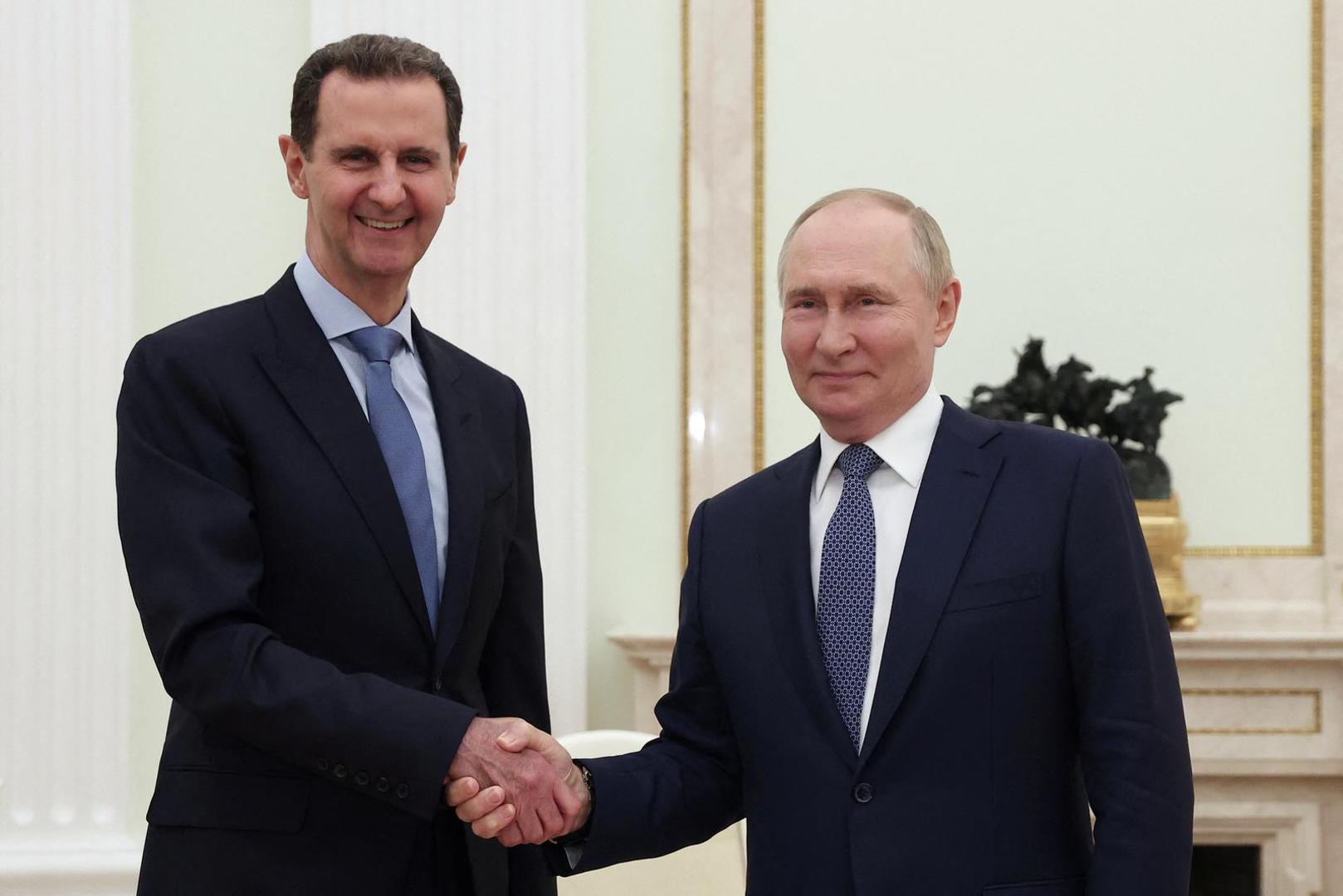 Russian President Vladimir Putin attends a meeting with Syrian President Bashar al-Assad at the Kremlin in Moscow, Russia, July 24, 2024. Sputnik/Valeriy Sharifulin/Pool via REUTERS ATTENTION EDITORS - THIS IMAGE WAS PROVIDED BY A THIRD PARTY. Photo: Valeriy Sharifulin/REUTERS