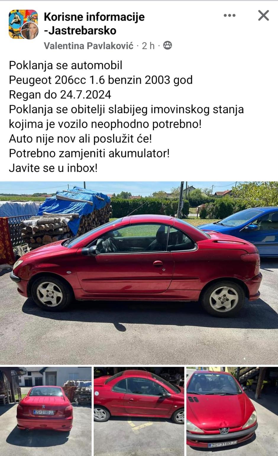 Valentina poklanja automobil