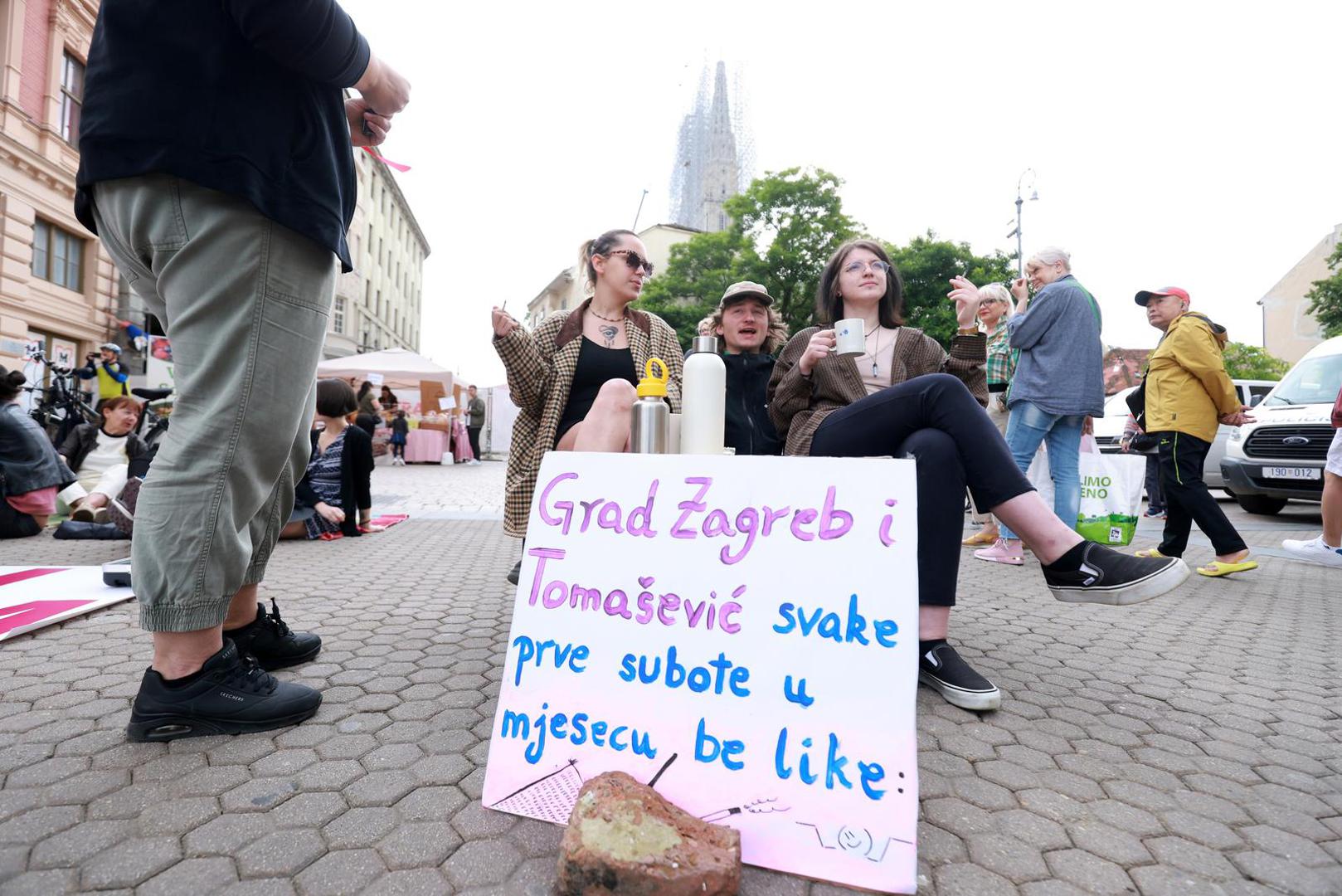 03.06.2023., Zagreb - Zenska mreza Hrvatske u Bakacevoj ulici  odrzala akciju kojom zele naglasiti da ne pristaju na krsenje ljudskih prava zena. Photo: Sanjin Strukic/PIXSELL