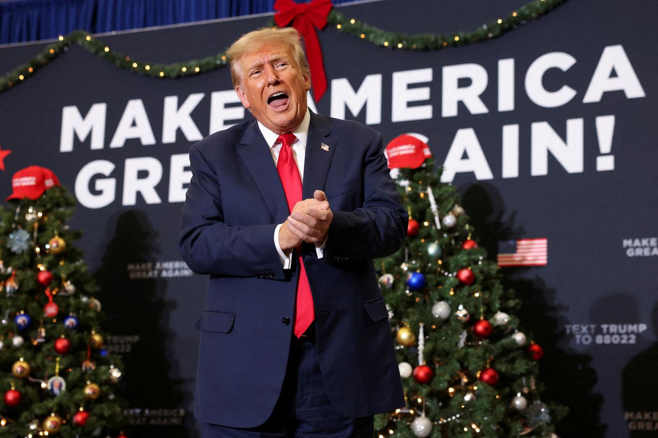 Republican presidential candidate and former U.S. President Trump attends a campaign event in Waterloo, Iowa