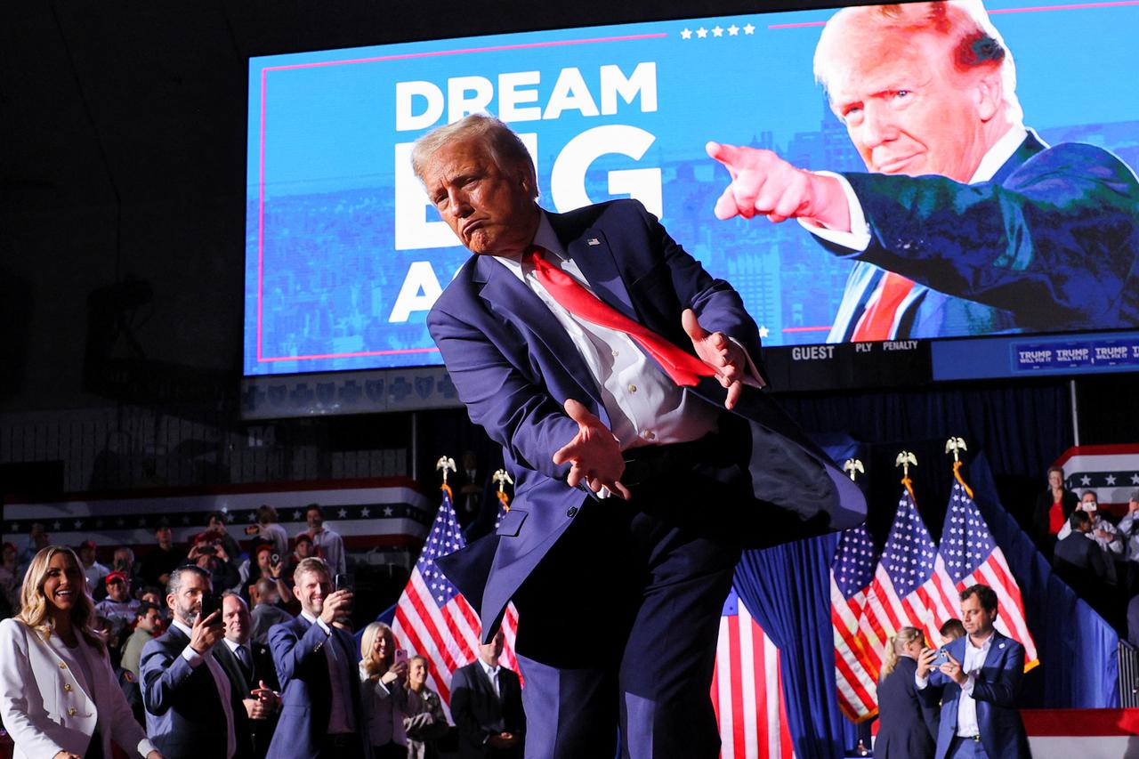 Republican presidential nominee former U.S. President Donald Trump campaigns in Michigan