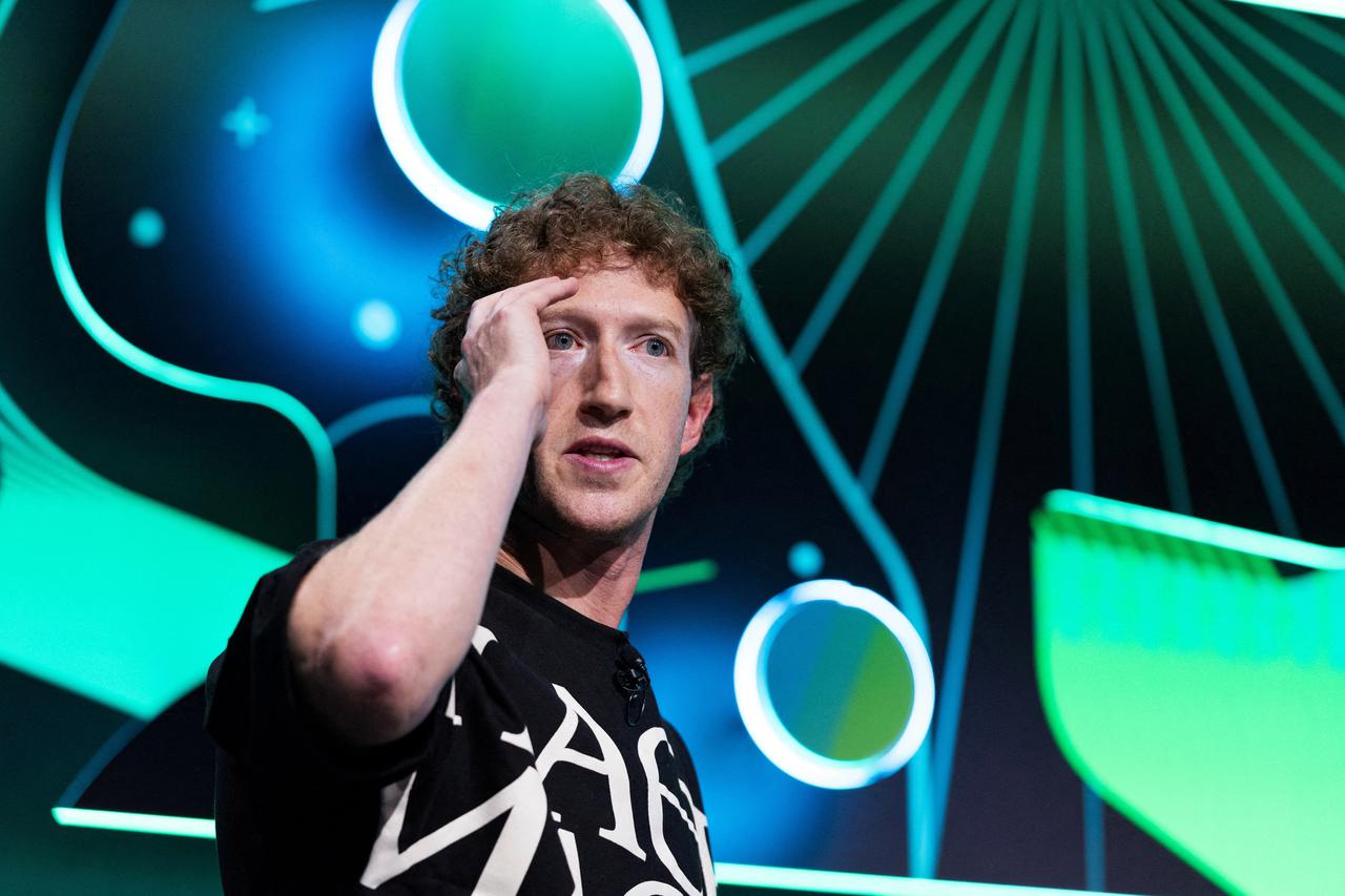 FILE PHOTO: Meta's CEO Mark Zuckerberg attends a live recording podcast, in San Francisco