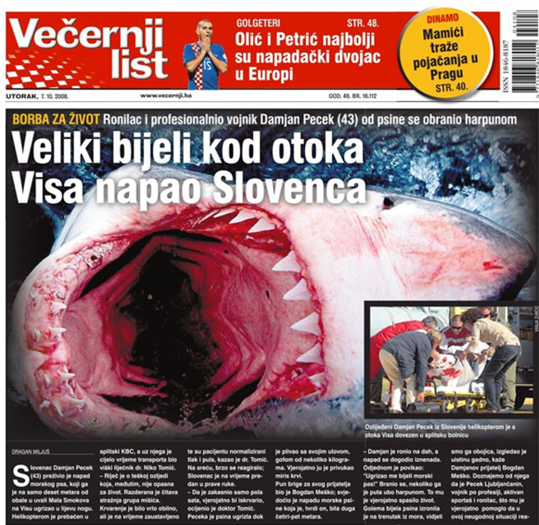 Slučaja Damjana Peseka, tada 43-godišnjaka mnogi se još sjećaju. Slovenski ronilac 6. listopada 2008. u uvali Smokova, istočno od Stončice, na ulazu u višku valu, s prijateljima je ronio na 10-ak metara od obale. 