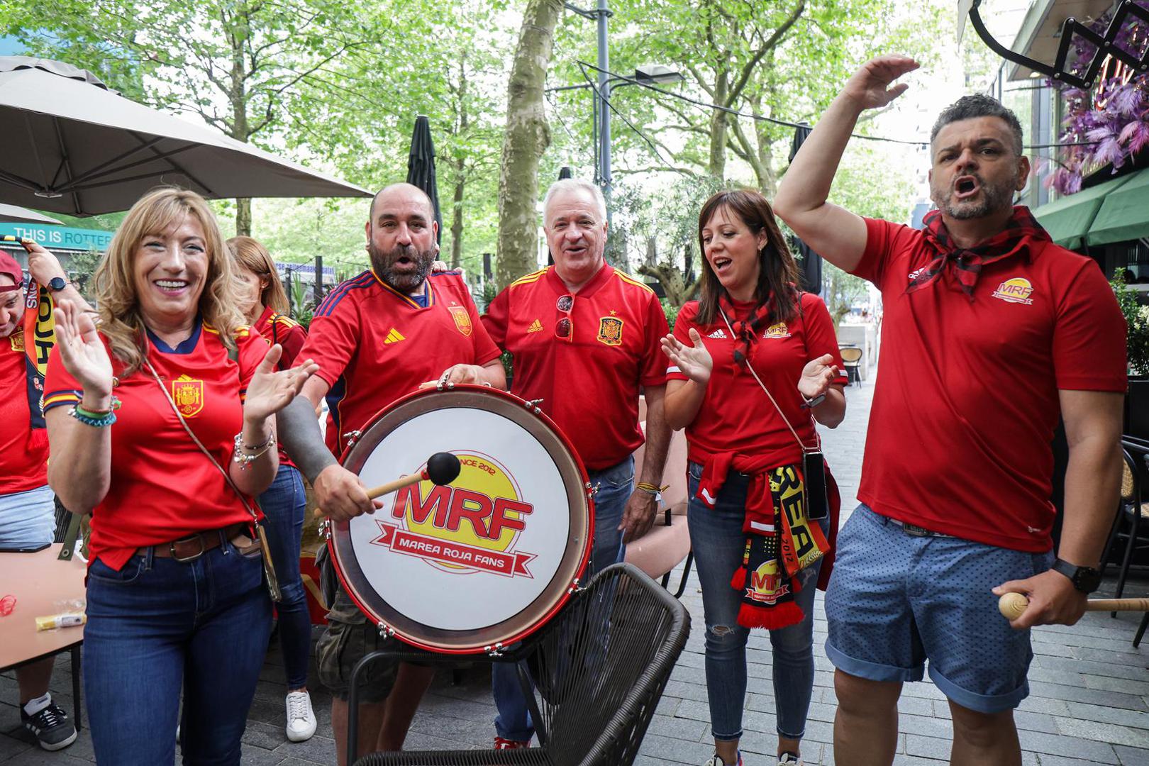 18.06.2023., Rotterdam, Nizozemska - Navijacko ozracje u centru grada uoci vecerasnje utakmice finala Lige nacija izmedju Hrvatske i Spanjolske.  Photo: Luka Stanzl/PIXSELL