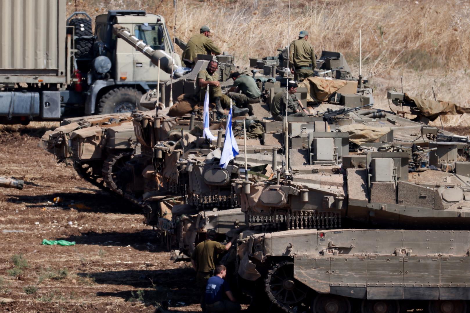 Israeli armoured military vehicles are arranged in formation, amid cross-border hostilities between Hezbollah and Israel, in northern Israel, September 30, 2024. REUTERS/Jim Urquhart Photo: JIM URQUHART/REUTERS