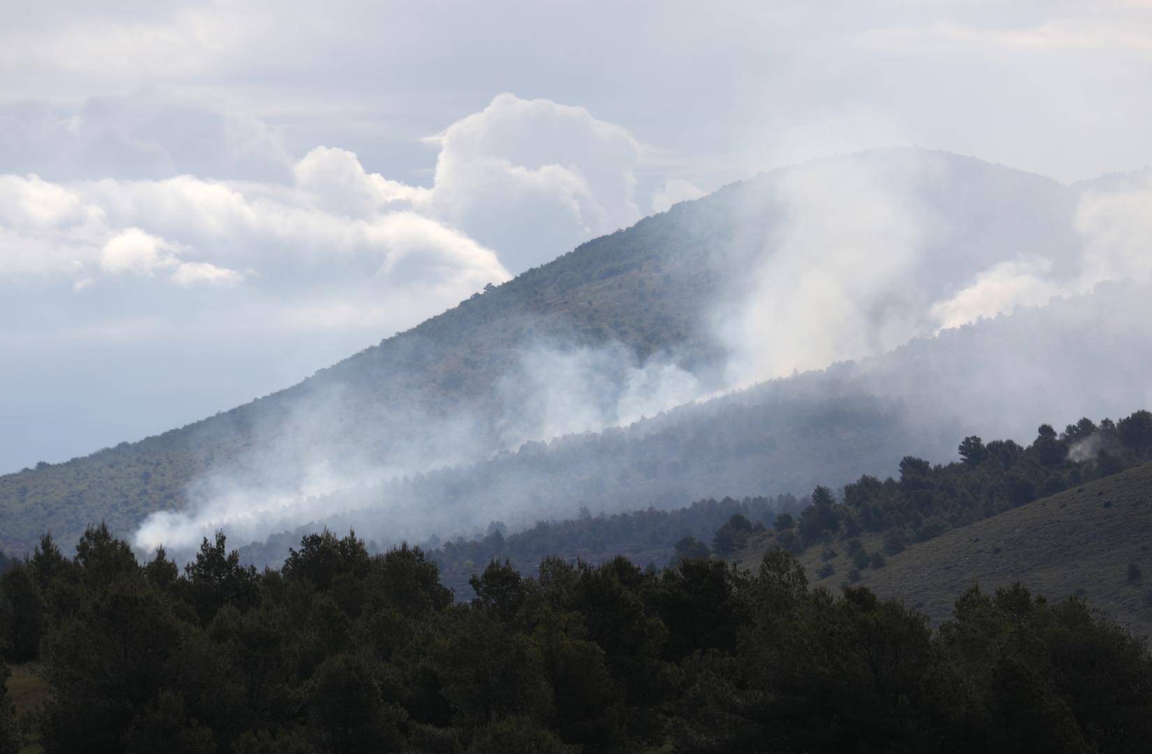 22.04.2024., Vrpolje - Pozar na nepristupacnom terenu izmedju Vrpolja i Grebastice. Photo: Dusko Jaramaz/PIXSELL