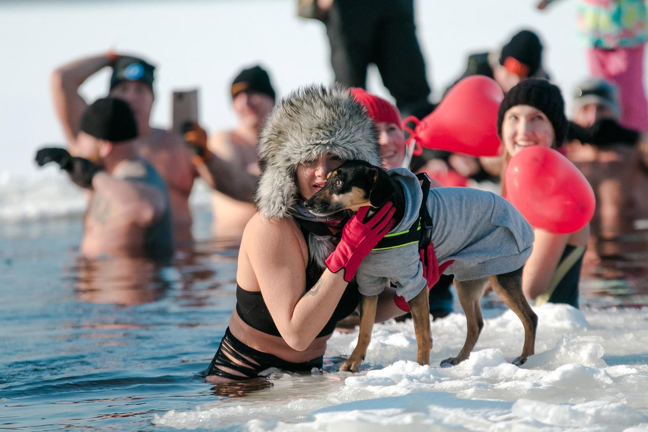 Winter swimming on Valentine's day - Poland