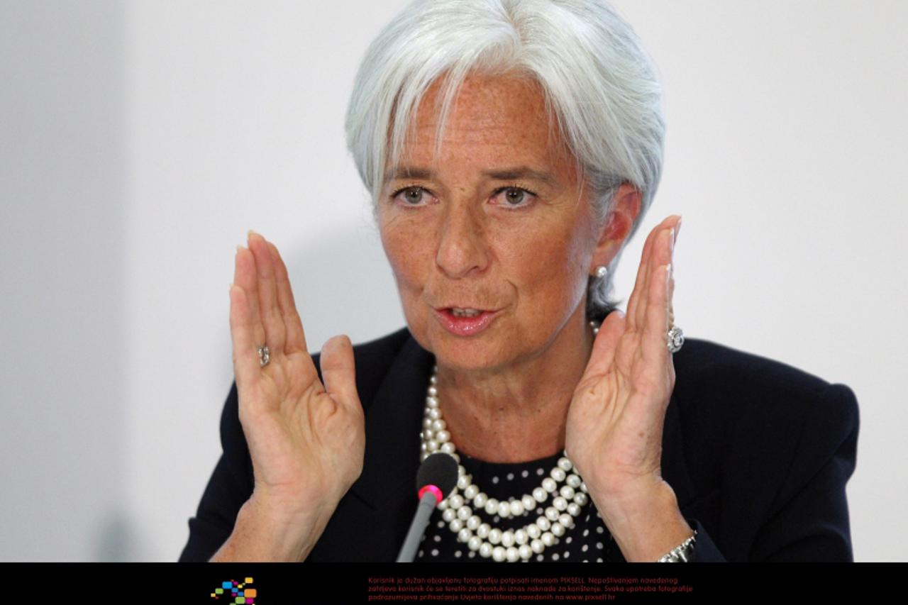 'The International Monetary Fund managing director Christine Lagarde during a press briefing with the Chancellor of the Exchequer, George Osborne in London. Photo: Press Association/Pixsell'