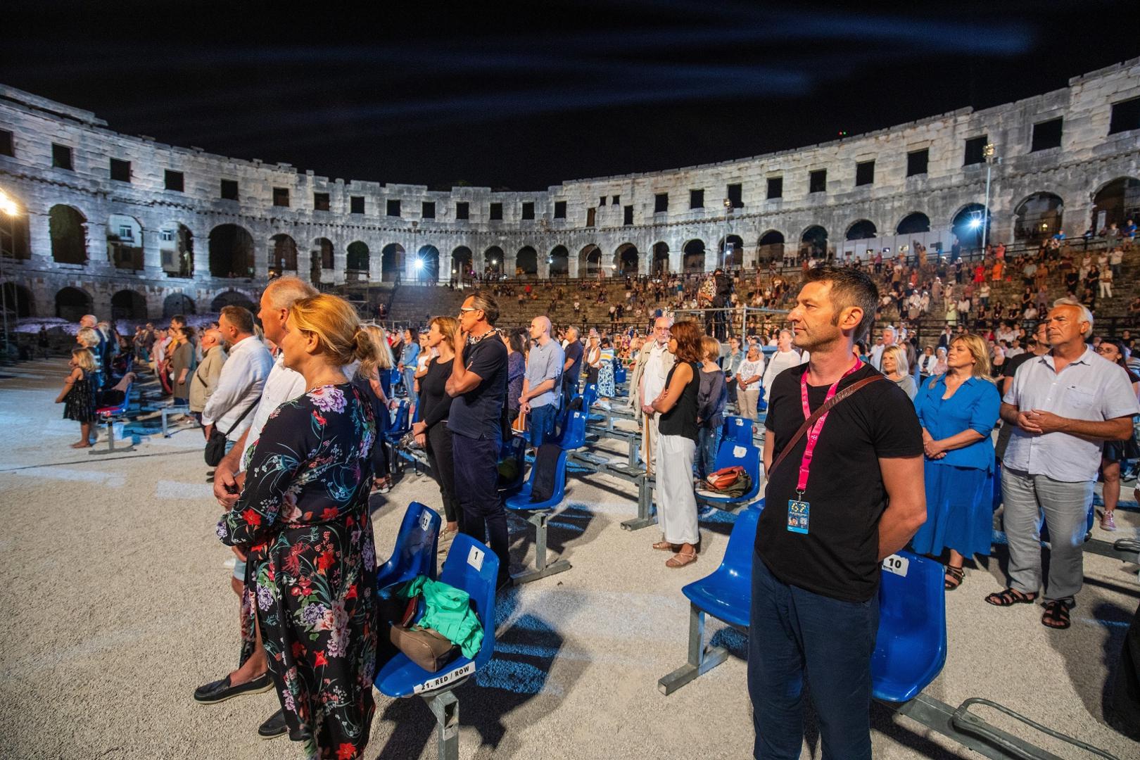 29.08.2020.., Pula - 
U Areni otvoren Pula film festival prvi put u novom terminu, bez vatrometa i uz postivanje epidemioloskih mjera. Festival je otvorenim proglasio Zdravko Zima, izaslanik predsjednika Republike Hrvatske.
Photo: Srecko Niketic/PIXSELL