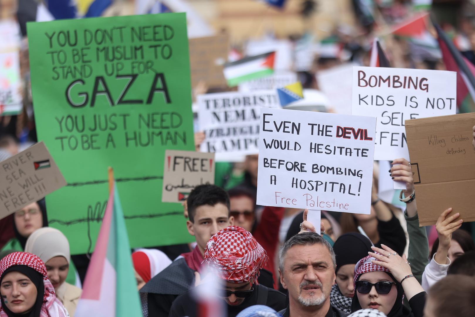 22.10.2023., Sarajevo, Bosna i Hercegovina - Prosvjed podrske Palestinskom narodu odrzan je u Sarajevu. Photo: Armin Durgut/PIXSELL