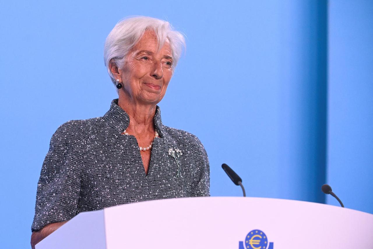 ECB President Lagarde speaks to reporters following the Governing Council's monetary policy meeting, in Frankfurt