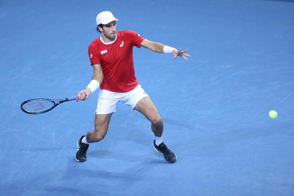 Rijeka: Borna Ćorić i Dominic Thiem u četvrtom meču između Hrvatske i Austrije u kvalifikacijama Davis Cupa