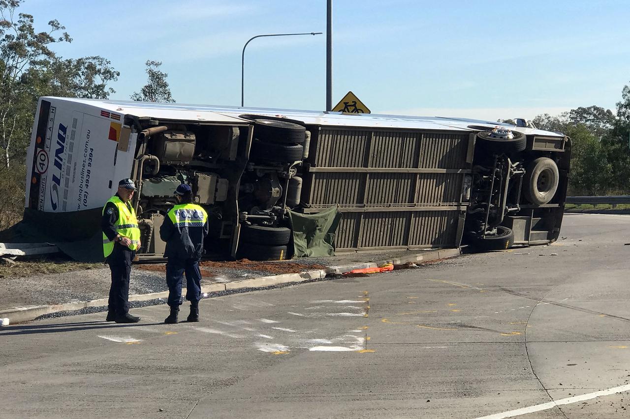 The scene of a bus crash in the NSW Hunter Valley, Australia