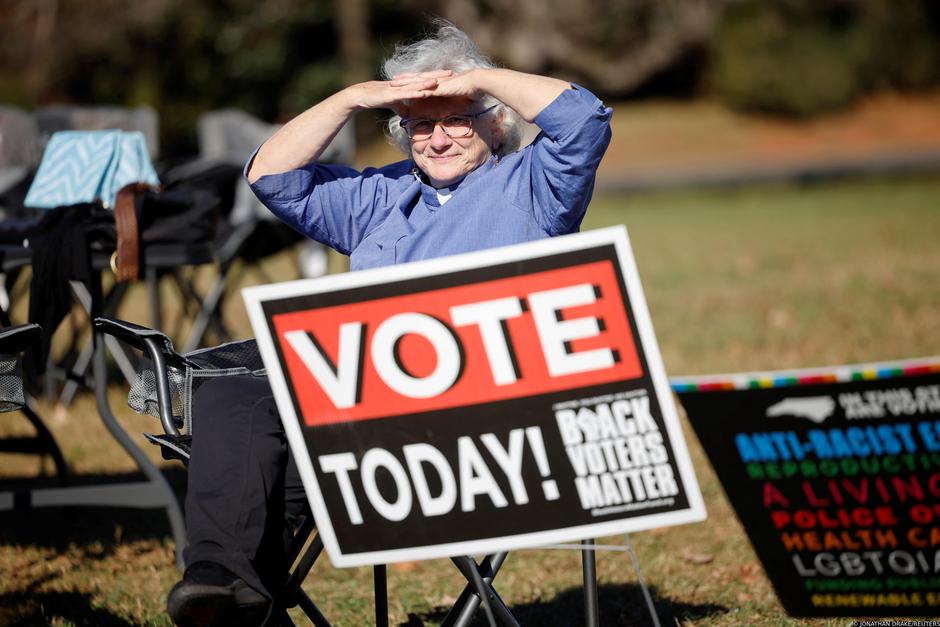 Election observer outside polling station in Efland, North Carolina