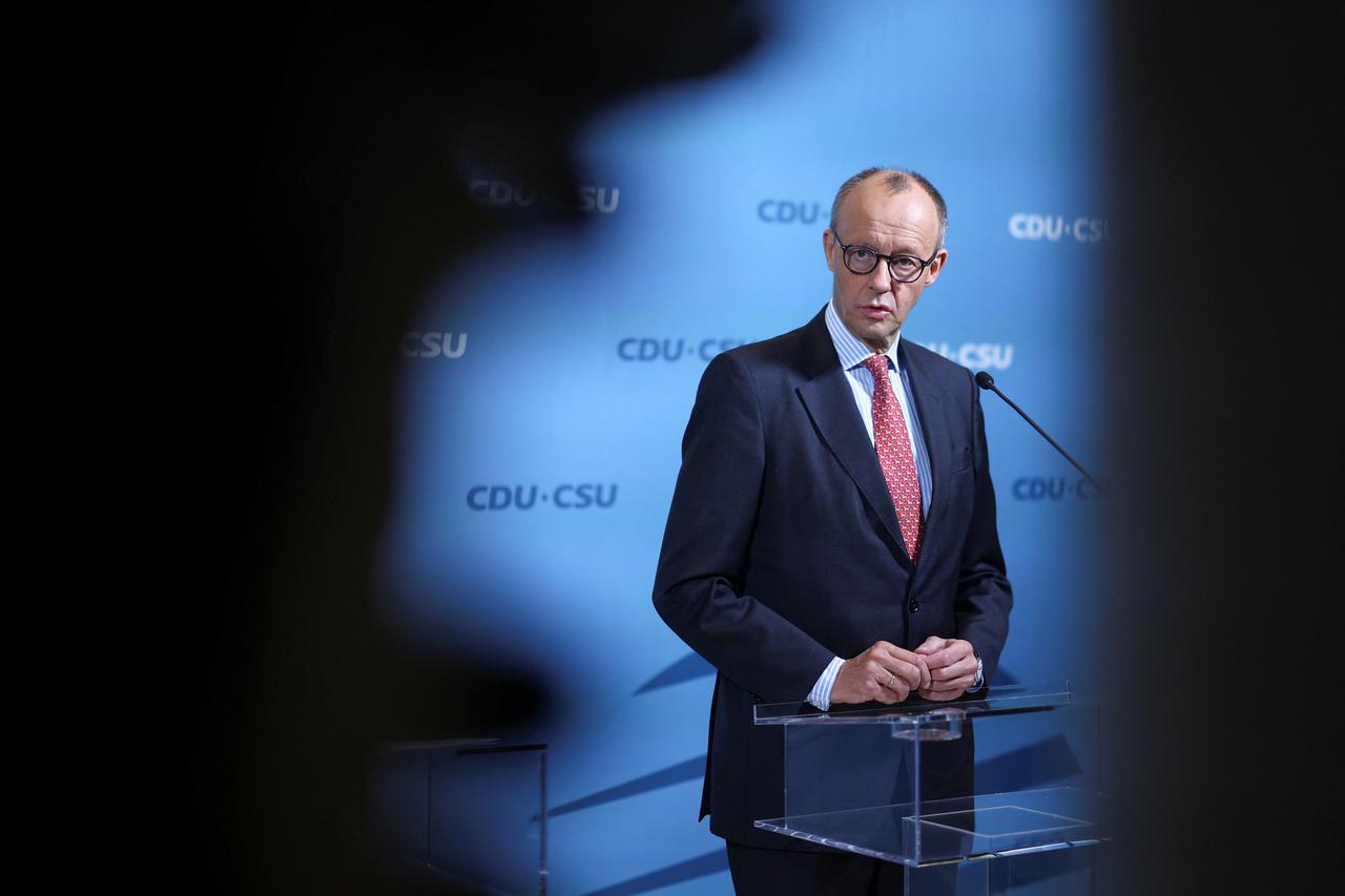 Germany's opposition leader Merz gives a statement before a session of the Bundestag, in Berlin