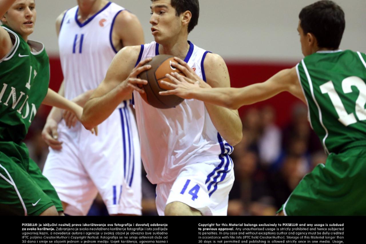 '11.11.2012., Dom kosarke KK Cedevita, Zagreb - Finale Cedevitina turnira za kadete, KK Cibona - KK Union Olimpija. Lovro Mazalin. Photo: Sanjin Strukic/PIXSELL'