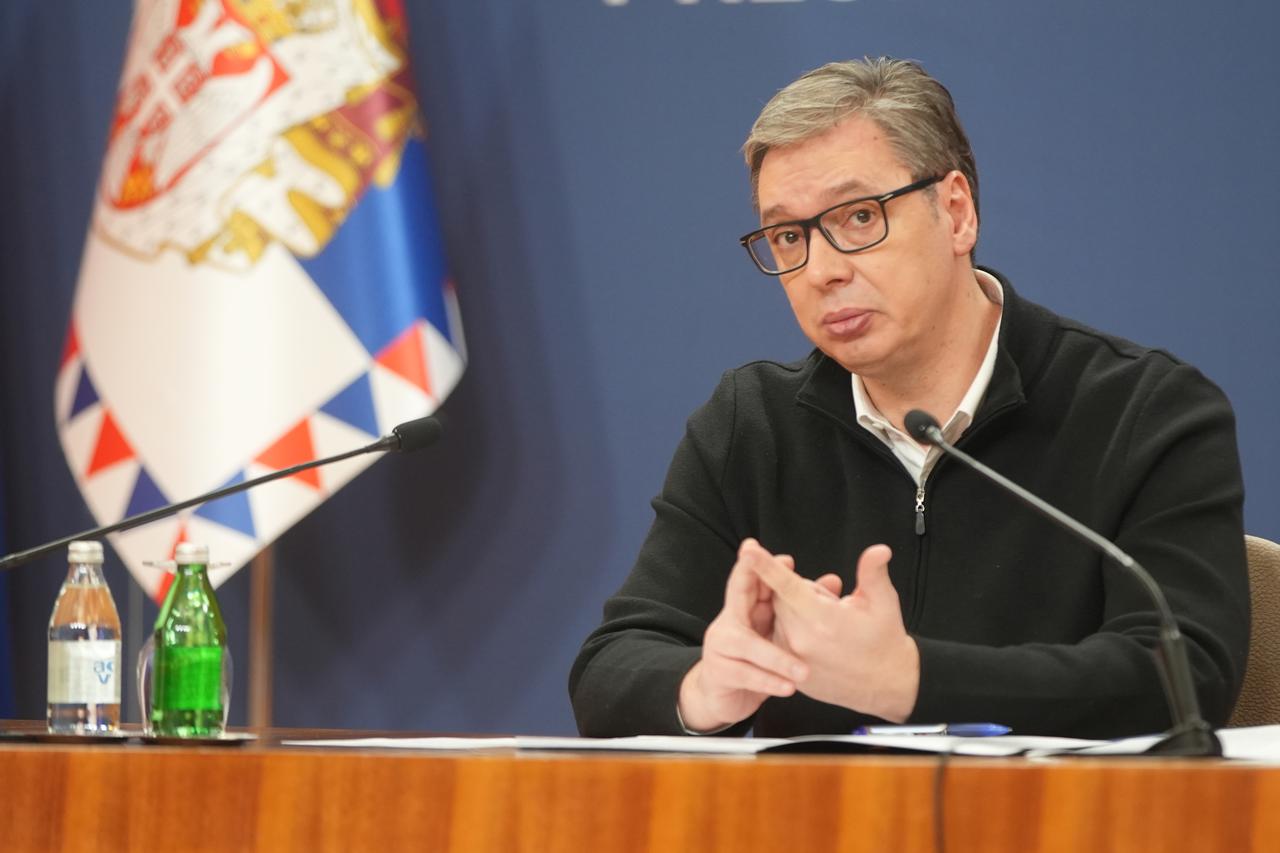 Beograd: Predsjednik Republike Srbije Aleksandar Vučić obratio se javnosti u Palači Srbije