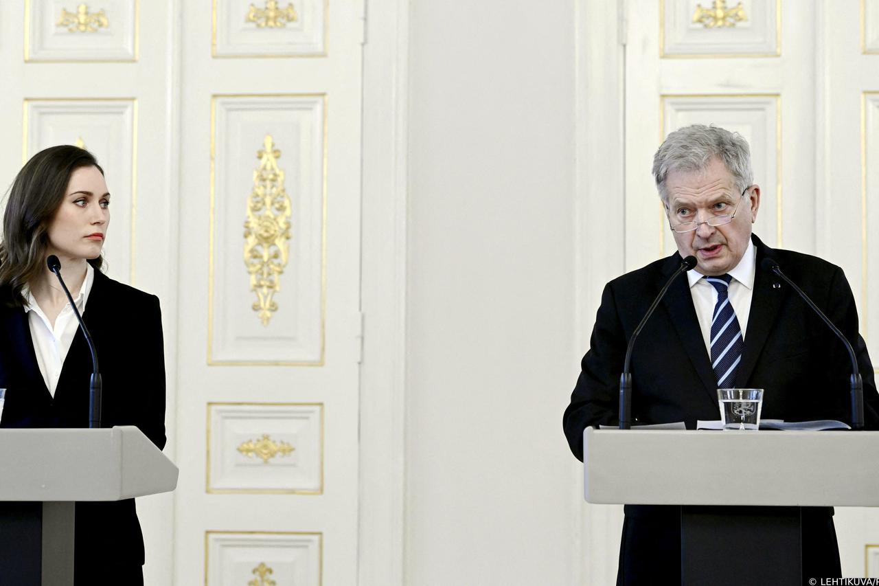 Finland's President Niinisto and PM Marin hold news conference regarding the crisis between Russia and Ukraine, in Helsinki