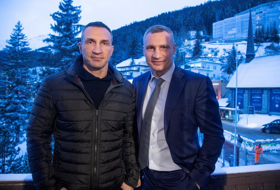 Kiyv Mayor Vitalii Klitschko and his brother Wladimir Klitschko in Davos