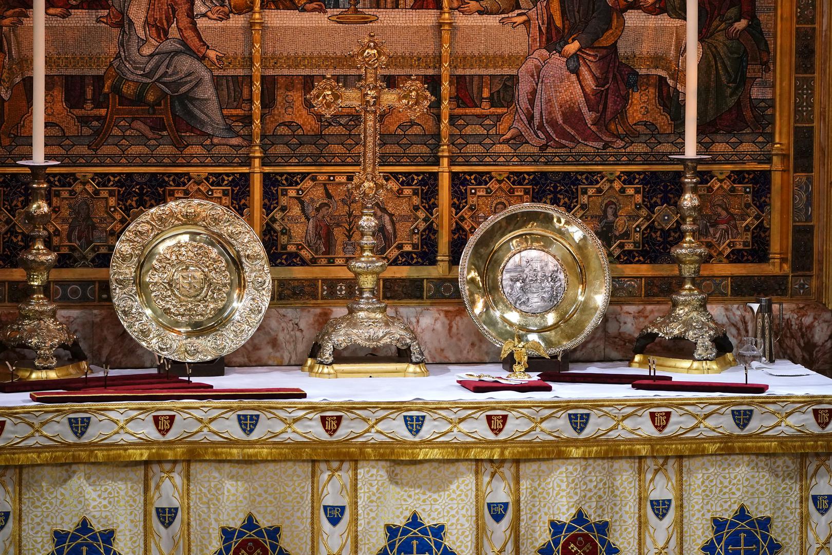 A general view of royal regalia ahead of the coronation ceremony of King Charles III and Queen Camilla in Westminster Abbey, London. Picture date: Saturday May 6, 2023. Photo: Yui Mok/PRESS ASSOCIATION