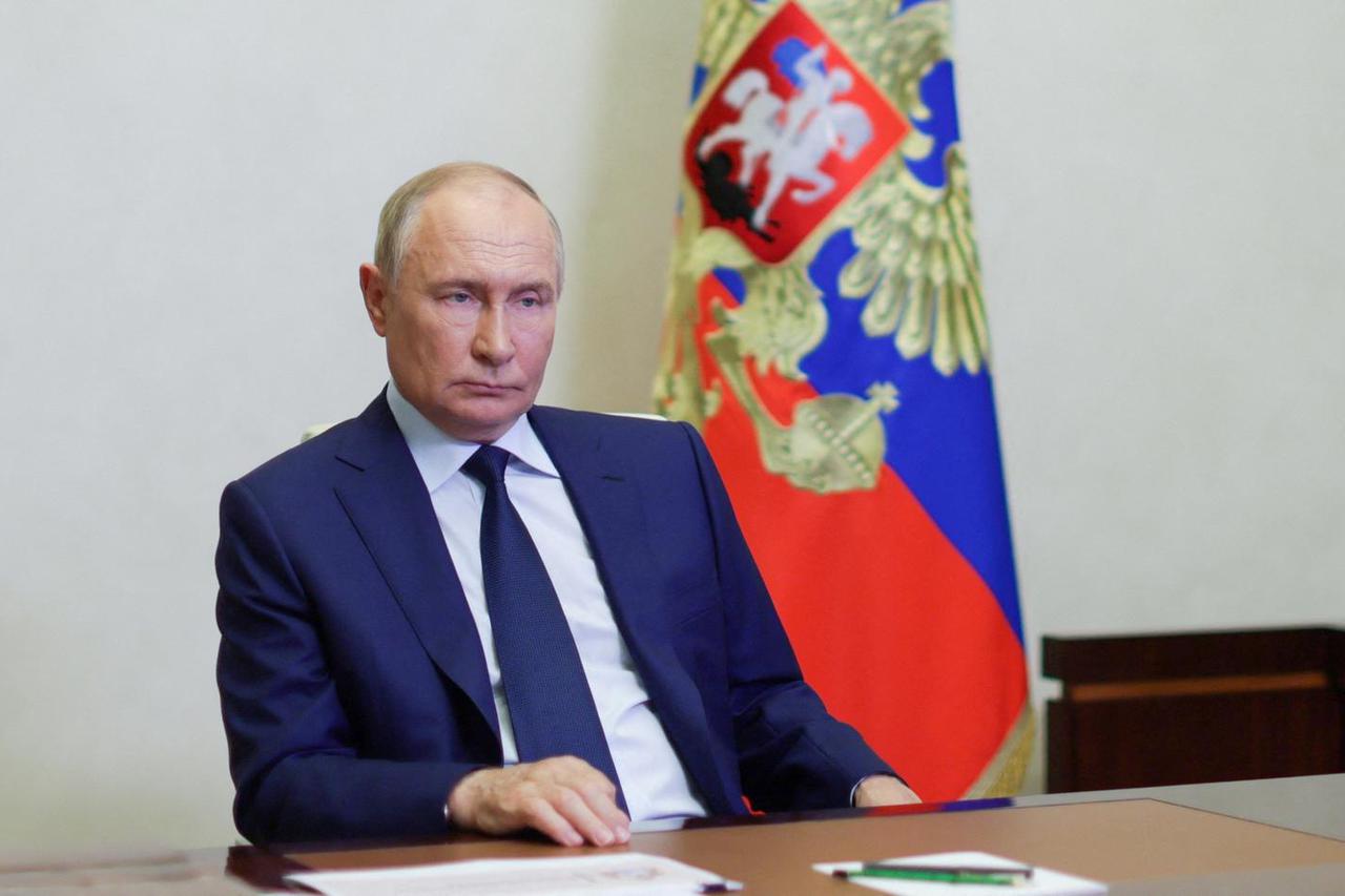 Russia's President Putin meets with Acting Governor of the Kursk region Smirnov via video link outside Moscow