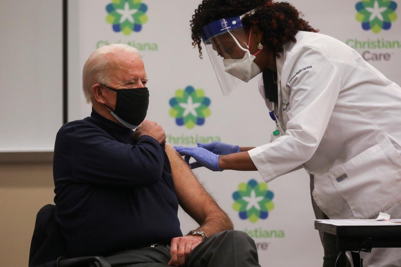 U.S. President-elect Joe Biden receives a dose of a COVID-19 vaccine at ChristianaCare Christiana Hospital in Newark