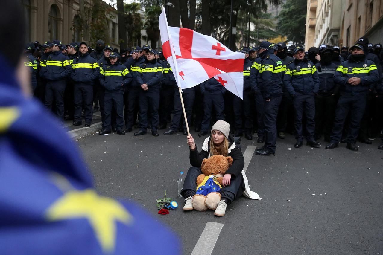 Opposition protest against results of Georgia's parliamentary election in Tbilisi