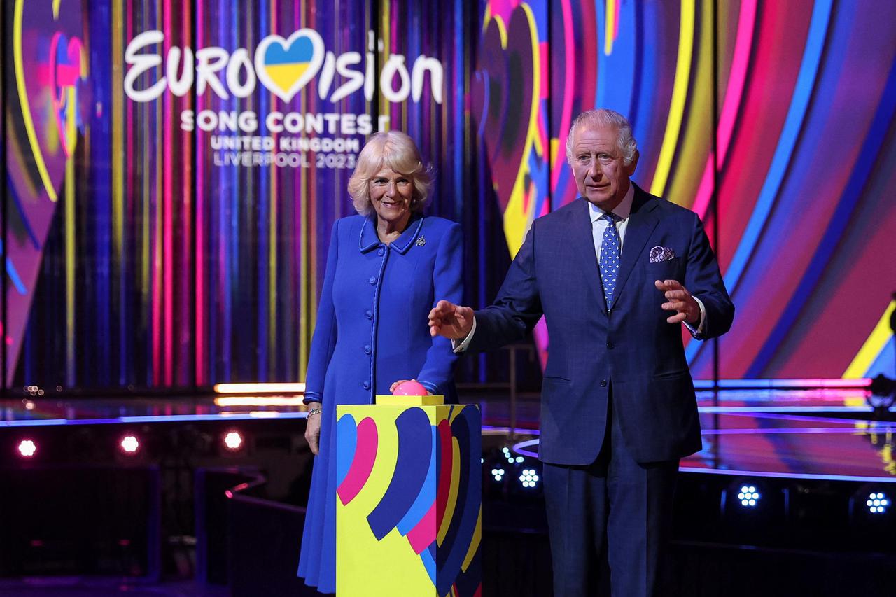 Britain's King Charles and Camilla, Queen Consort visit Eurovision song contest venue in Liverpool