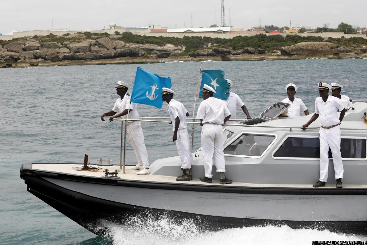 Somali marine forces patrol the Indian Ocean waters in Mogadishu