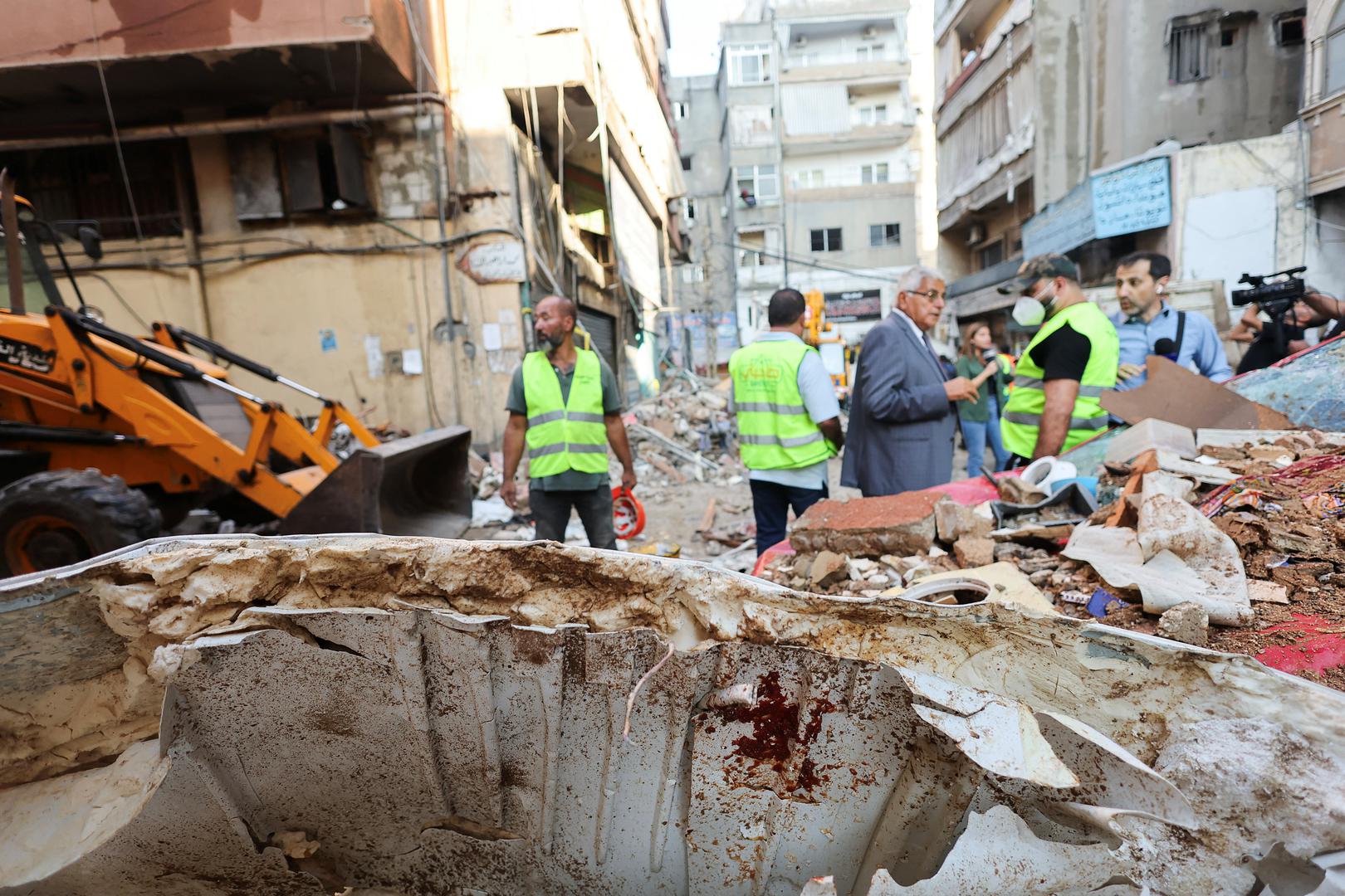 A view of a piece of debris, as people inspect the damage at the site of an Israeli strike in Beirut's southern suburbs, Lebanon September 24, 2024. REUTERS/Amr Abdallah Dalsh Photo: AMR ABDALLAH DALSH/REUTERS