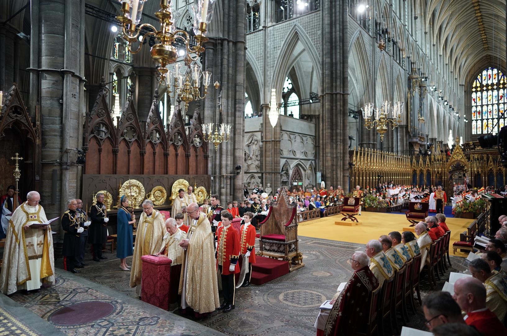 King Charles III during his coronation ceremony in Westminster Abbey, London. Picture date: Saturday May 6, 2023. Photo: Jonathan Brady/PRESS ASSOCIATION