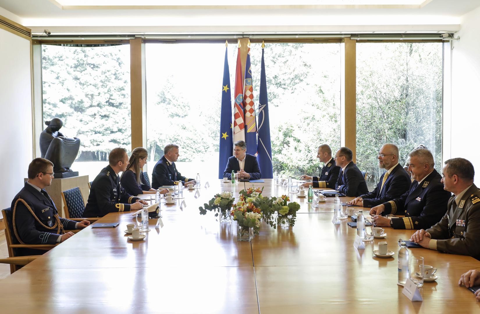 26.05.2022., Zagreb - Predsjednik Republike Zoran Milanovic primio je u posjet admirala Roba Bauera, predsjedavajuceg Vojnog odbora NATO-a. Photo: Jurica Galoic/PIXSELL