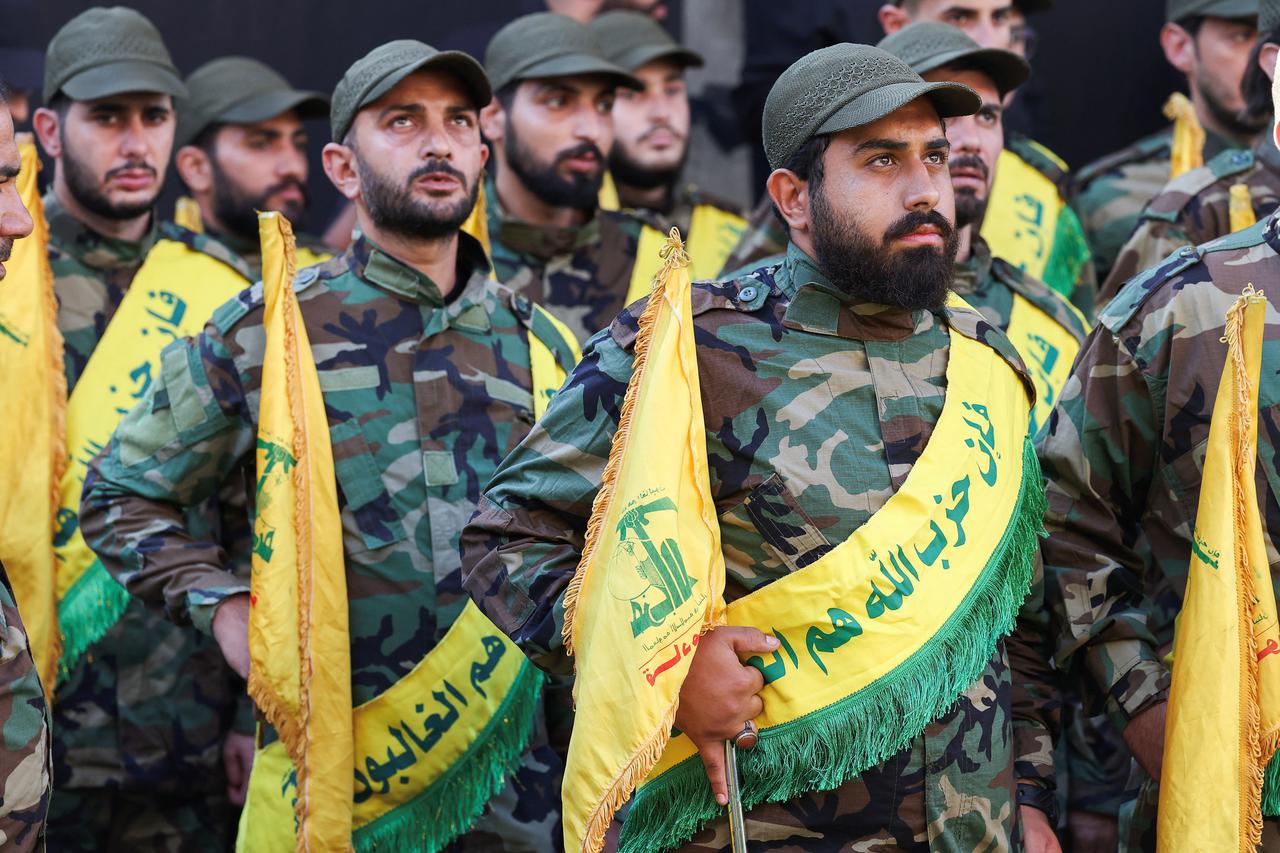 Funeral of three Hezbollah members in Beirut's southern suburbs