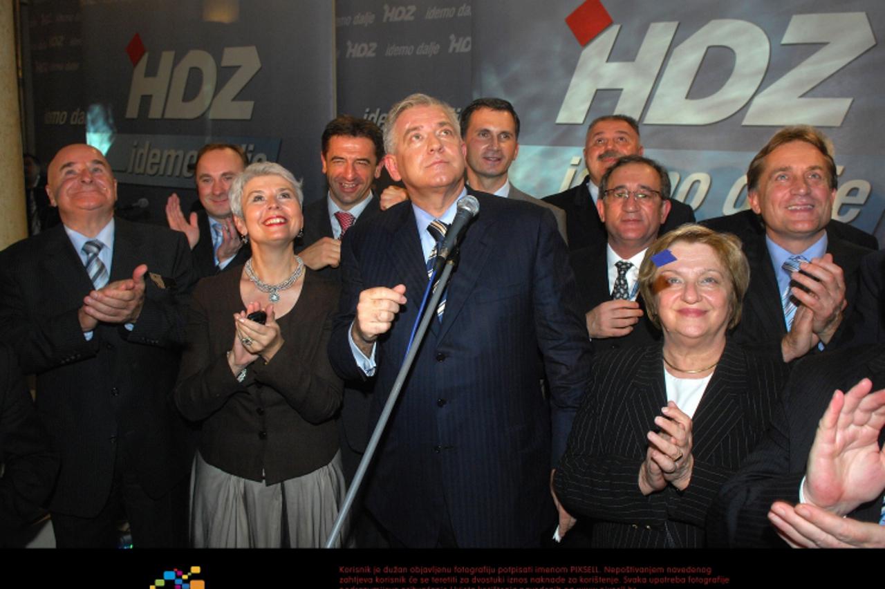 '26.11.2007., Zagreb - Parlamentarni izbori 2007. godina, izborna kampanja HDZ-a. Ivo Sanader, Jadranka Kosor, Ivan Jarnjak, Marina Matulovic Dropulic, Bozidar Kalmeta, Davor Polancec, Lino Cervar, Iv