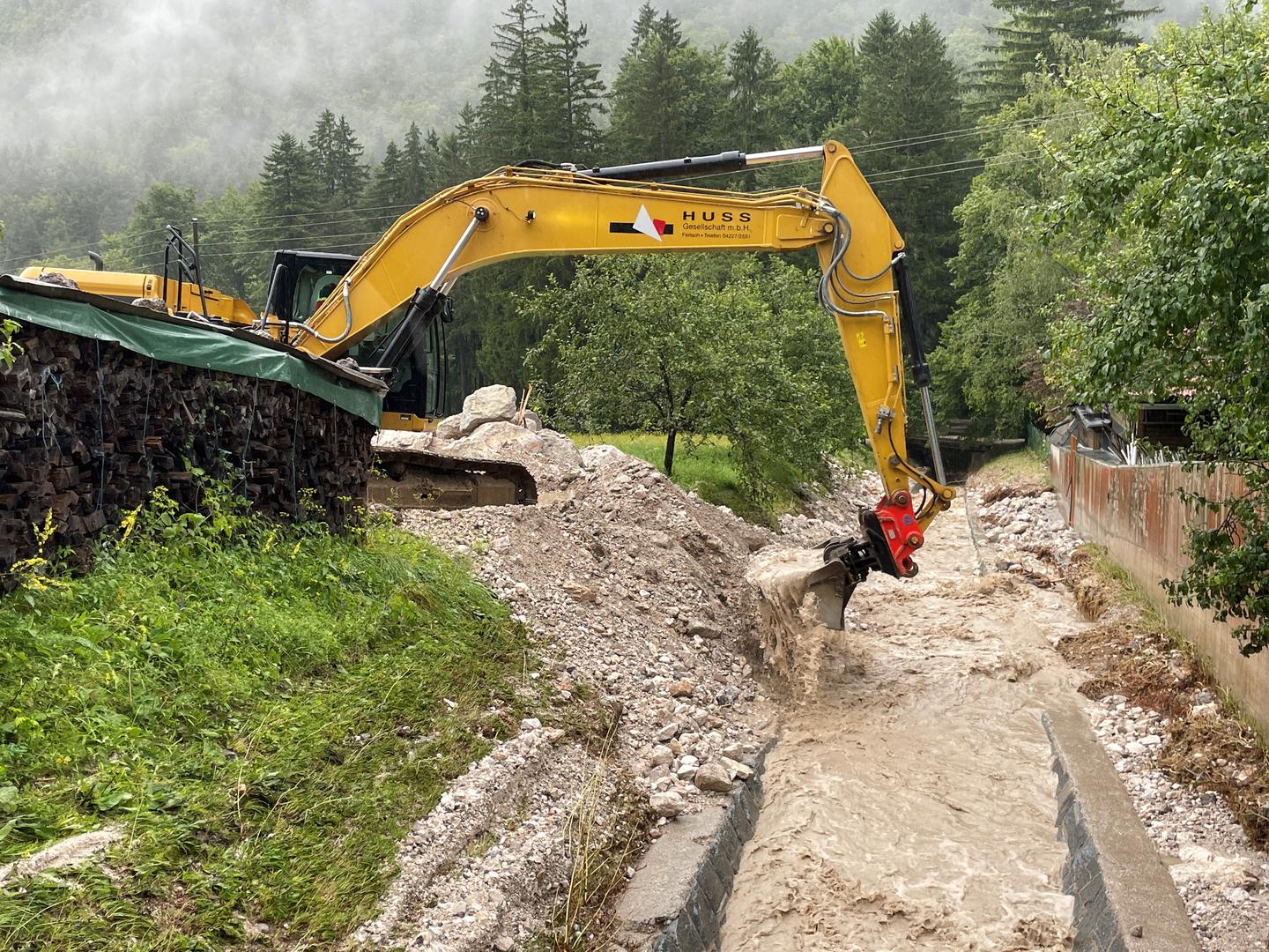 A view of a mudslide following heavy rainfall in Unterwaidisch near Ferlach, Austria, August 5, 2023. REUTERS/Louisa Off Photo: LOUISA OFF/REUTERS