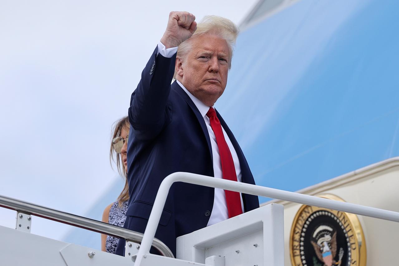 U.S. President Trump departs Washington for travel to the Kennedy Space Center in Florida at Joint Base Andrews in Maryland