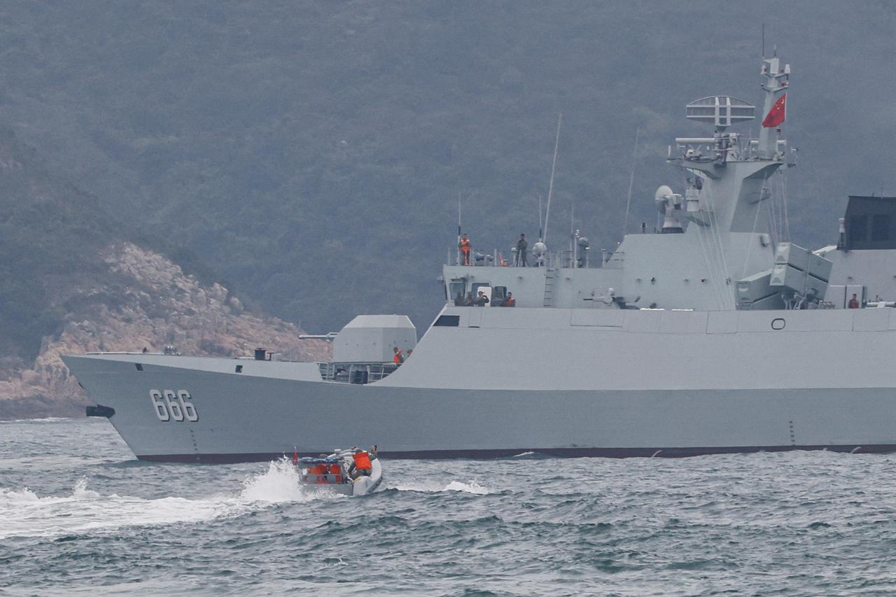 A Type 056A Jiangdao-class corvette from the Chinese People’s Liberation Army Navy (PLAN) participates in a rescue exercise in Hong Kong