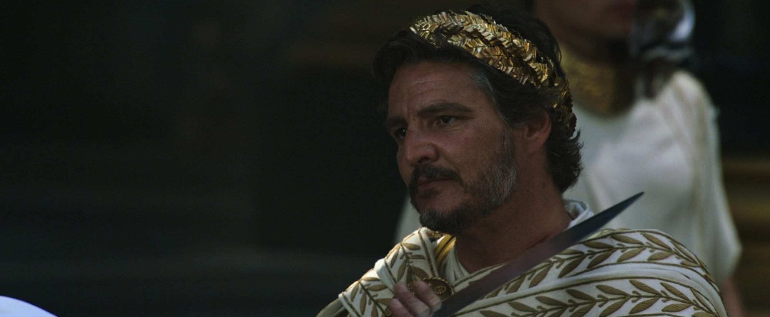 Los Angeles.CA.USA. Pedro Pascal in a scene in (C) Paramount Pictures, Gladiator II (2024). Director:Ridley Scott Source: Gladiator  Plot: Set about 20 years after the events from Gladiator, Lucius Verus was once the imperial heir of Rome but is now living in obscurity outside the empire in North Africa. He is captured and becomes a gladiator, fighting against the Roman emperors Caracalla and Geta.  Ref:LMK110-100724-002 Supplied by LMKMEDIA. Editorial Only. Landmark Media is not the copyright owner of these Film or TV stills but provides a service only for recognised Media outlets. pictures@lmkmedia.com Photo: Supplied by LMK / ipa-agency.net/IPA