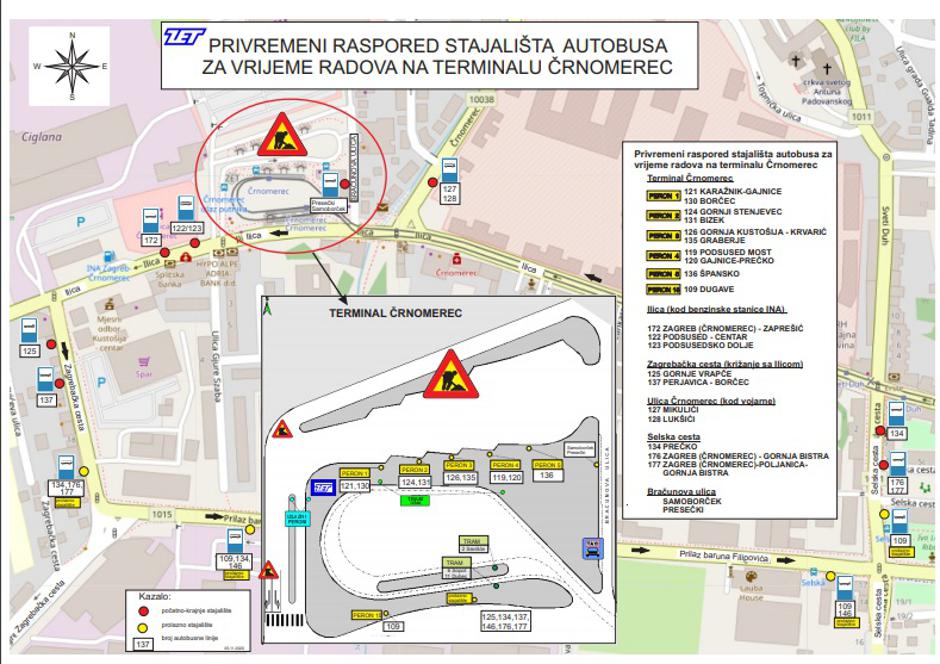 Regulacija prometa za vrijeme radova na Terminalu Črnomerec