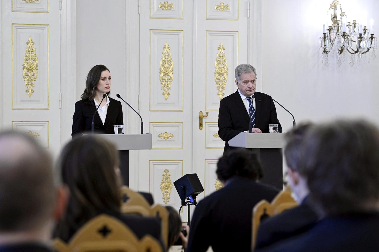 Finland's President Niinisto and PM Marin hold news conference regarding the crisis between Russia and Ukraine, in Helsinki