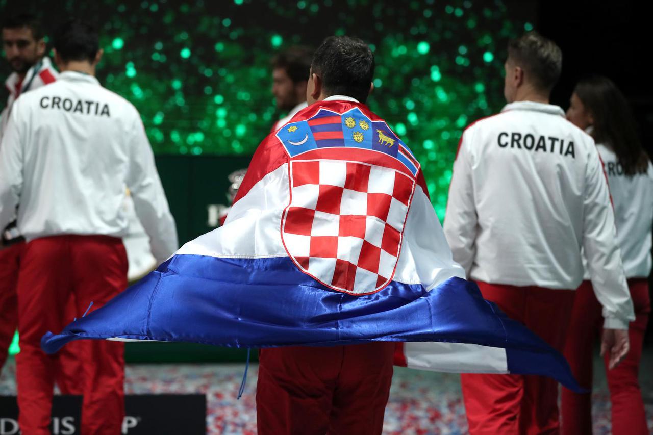 Hrvatski tenisači pozirali su s peharima nakon izgubljenog finala Davis Cupa 