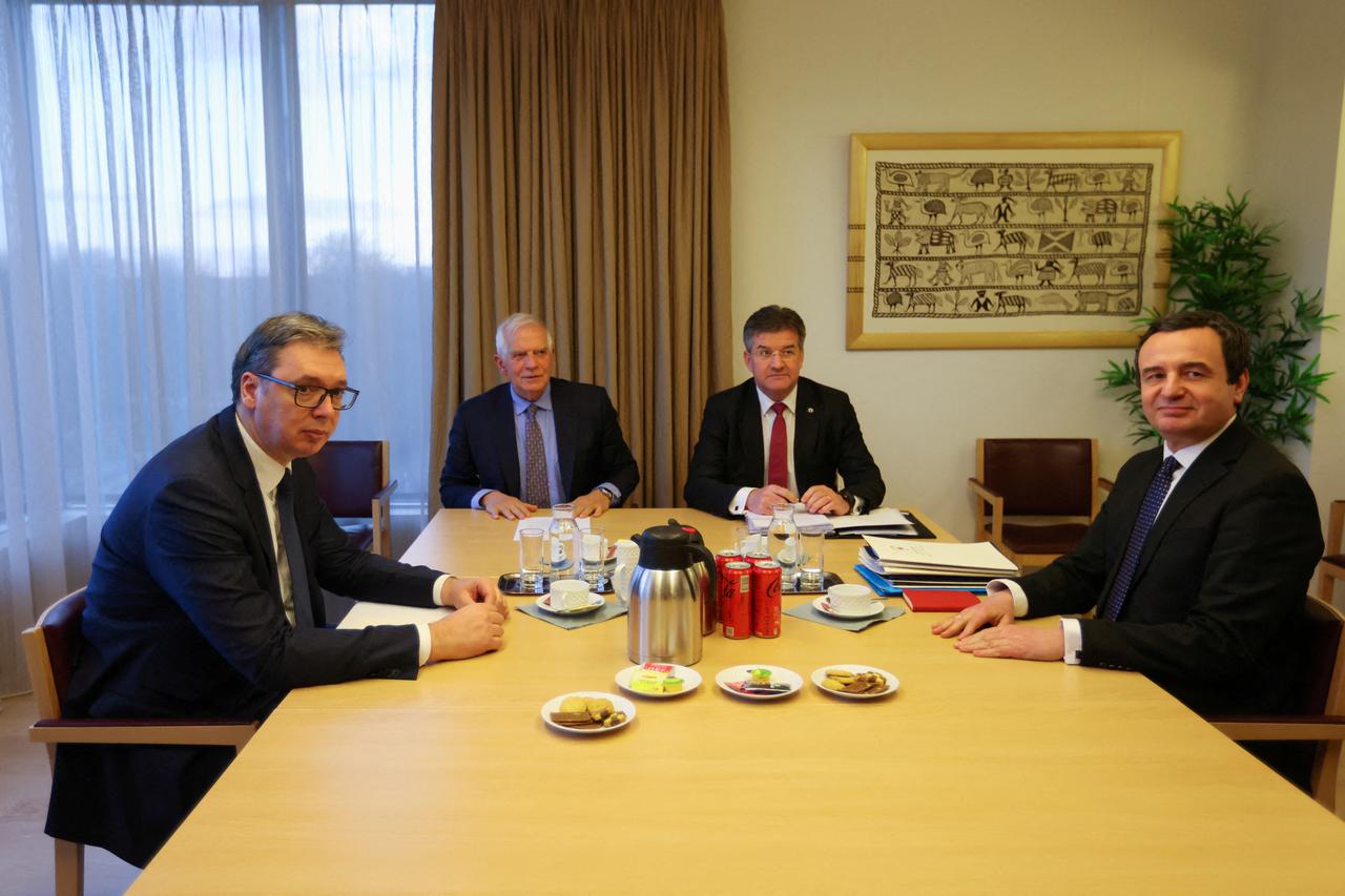 Serbian President Vucic, Kosovar PM Kurti and EU foreign policy chief Borrell attend talks in Brussels