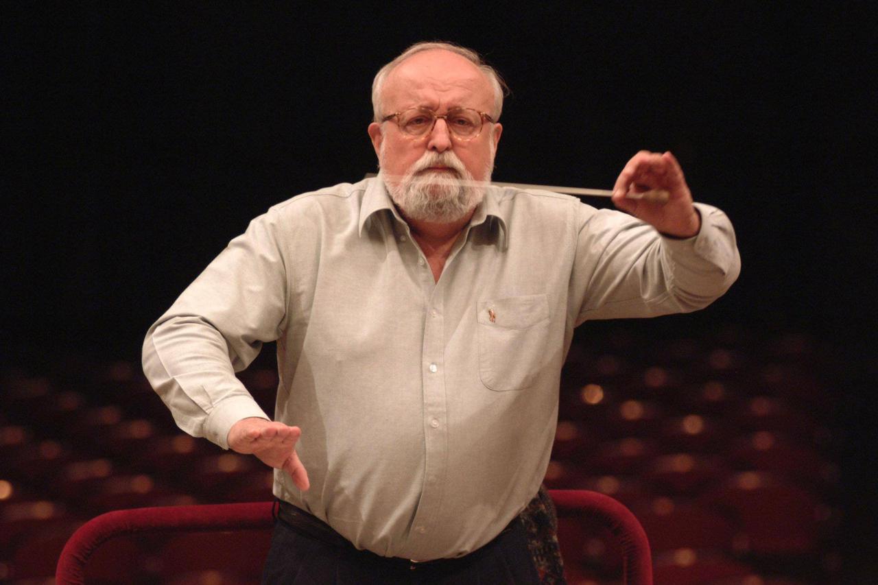 Polish composer Krzysztof Penderecki during a rehearsal at the National Philharmonic in Warsaw