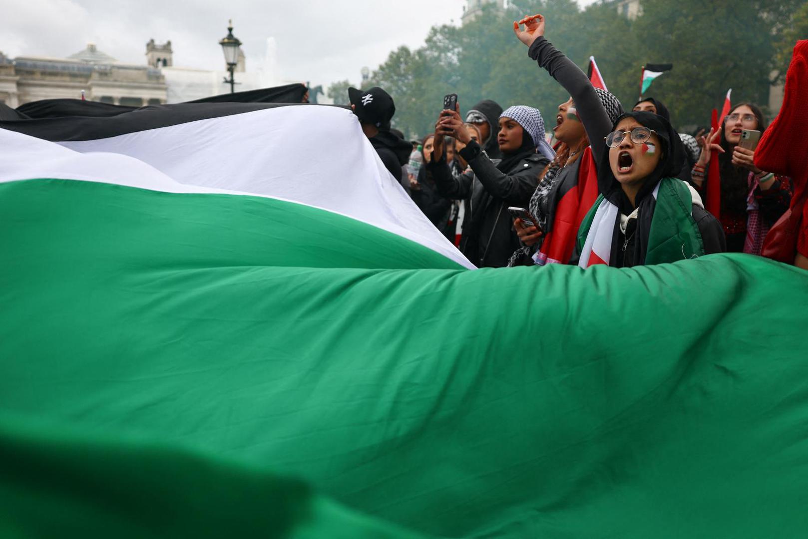 Demonstrators protest in solidarity with Palestinians in Gaza, amid the ongoing conflict between Israel and the Palestinian Islamist group Hamas, in London, Britain, October 21, 2023. REUTERS/Hannah McKay Photo: HANNAH MCKAY/REUTERS