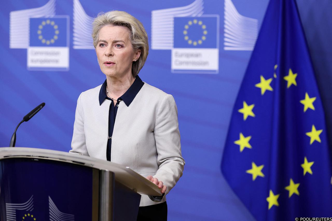 EC President von der Leyen speaks after Russia's attack on Ukraine in Brussels